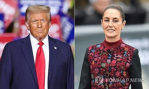 <b>트럼프</b>, <b>관세</b><b>위협</b> 후 멕시코정상과 통화 "불법이민차단 동의"