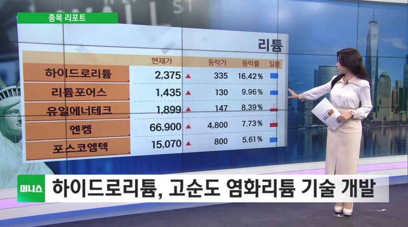 [종목리포트] 하이드로리튬, 고순도 염화리튬 기술 개발