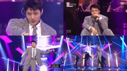Photos of WOODZ during his performance of 'Feel Like' on SBS 'Inkigayo'