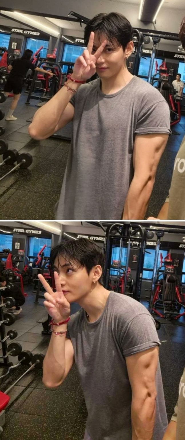 성실한 자기관리 끝판왕 뷔님의 운동 인증샷