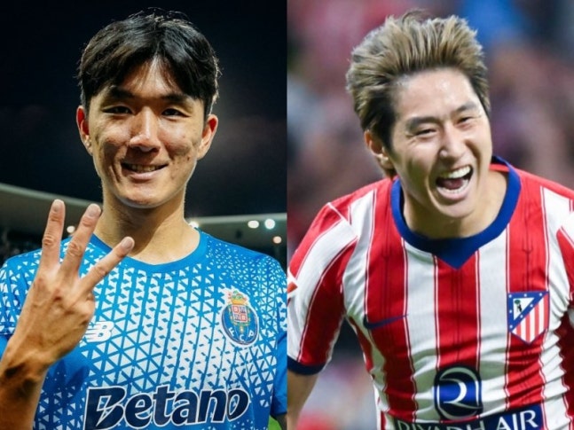 축구국가대표팀 미드필더 황인범(왼쪽)과 이강인이 AFC 어워즈 2026의 올해의 남자 국제선수상 후보에 올랐다. 사진출처｜FC포르투 SNS·신화뉴시스