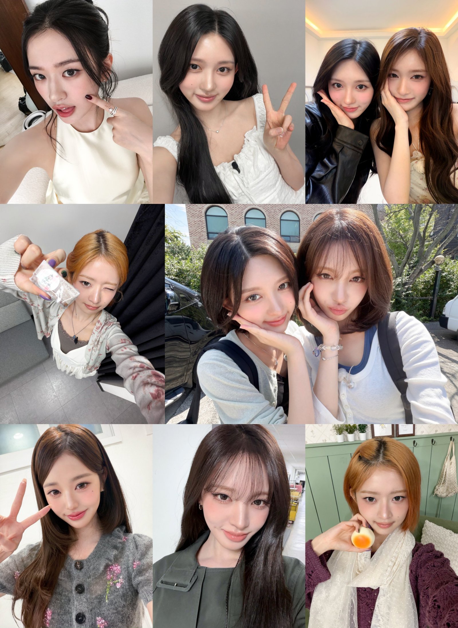 IVEのメンバーそれぞれの自撮りや日常の写真を組み合わせたコラージュ