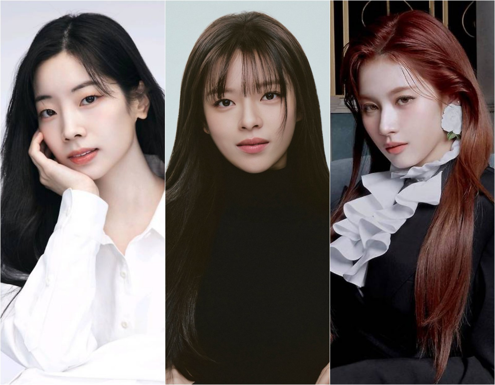 TWICEのダヒョン、ジョンヨン、サナのポートレート