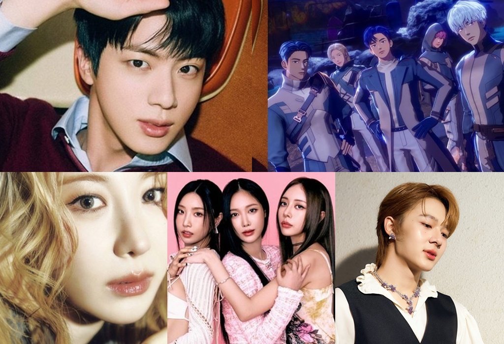 BTSのジンやPLAVE、BBGIRLS、イ・チェヨンら各部門の投票上位者を並べた写真