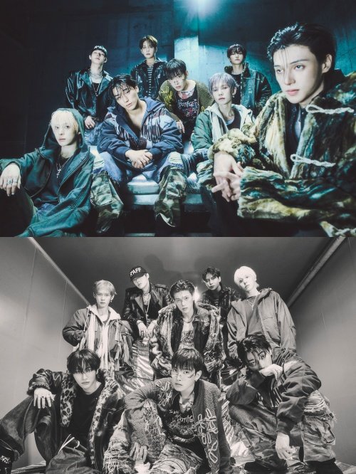 新曲活動中のATEEZの8人が並ぶ写真。