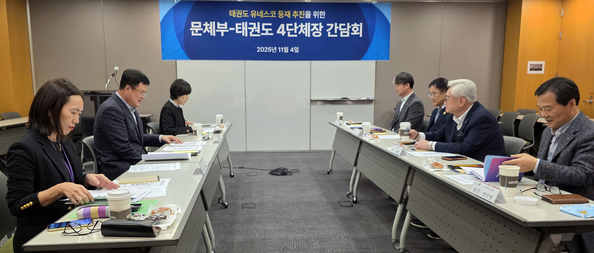 문체부, <b>태권도 유네스코 등재 추진</b> … 4개 대표 기관장과 현안 논의