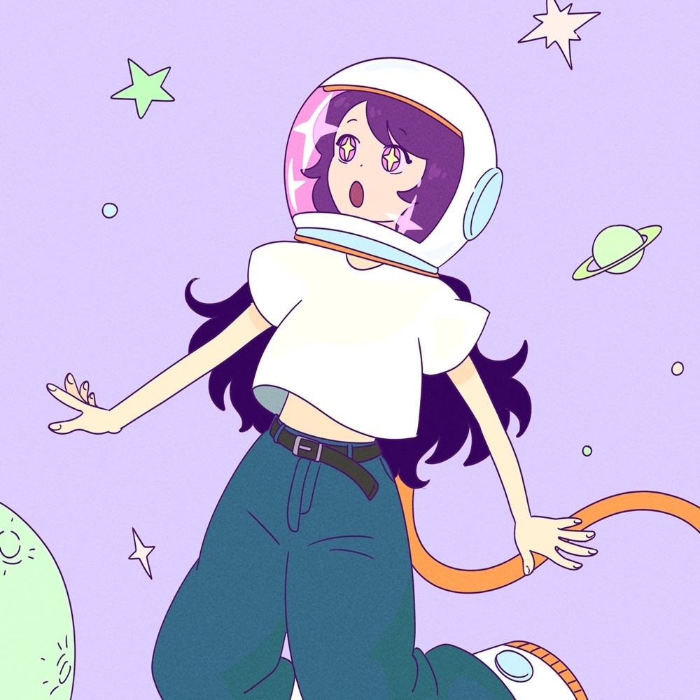 宇宙服姿の女性を描いたディエン「CHEMISTRY」のイラスト