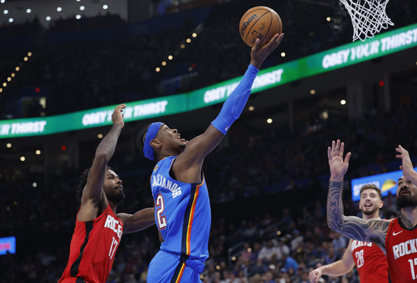 챔피언 자존심 지켰다! OKC, 2차 연장 끝에 <b>휴스턴</b>에 신승