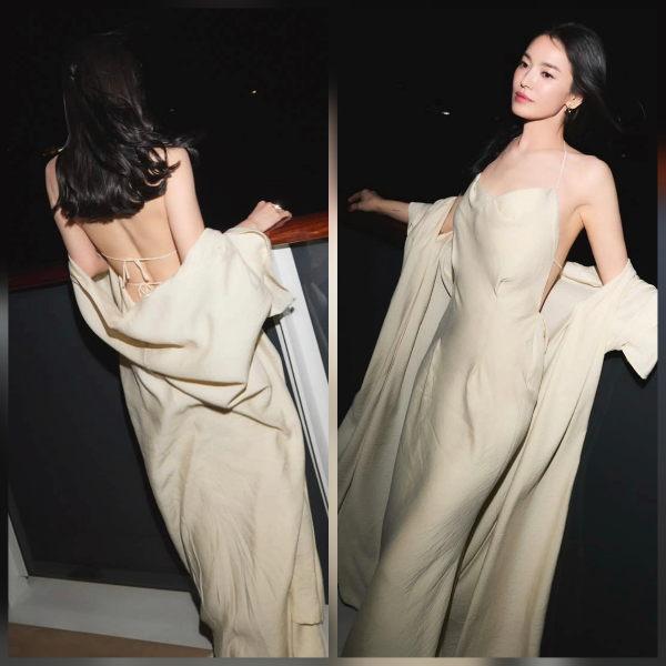 “송혜교 맞아?” 등이 훤히 드러난 뒤태…끈 하나 갈라룩