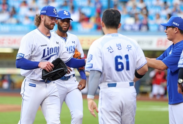 7월 30일 KIA전에서 아쉬워 하고 있는 페덱. 사진=삼성 제공