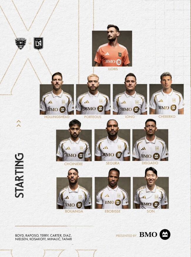 [mls.lineup] '4경기 연속골→6경기째 침묵' <b>손흥민</b>, DC 유나이티드 잡고...