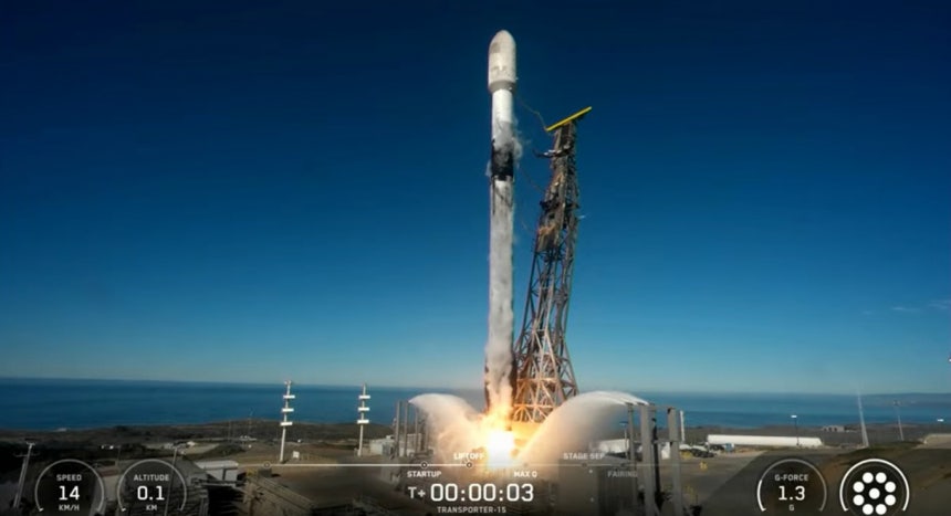 업계는 항공 우주 관련 종목과 ETF가 상승세를 나타낸 것에 대해 스페이스X의 상장 추진 발표가 투자 심리를 자극했다고 봤다.사진은 11월29일 미국 캘리포니아 반덴버그 우주군 기지에서 발사되는 경기기후위성 1호기