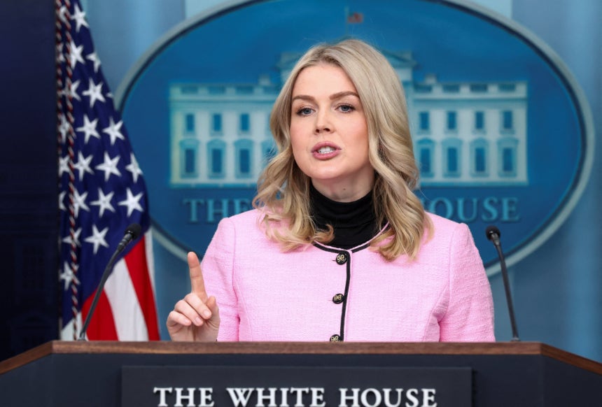 미국이 그린란드 편입을 두고 덴마크와 만남을 가질 예정이다.사진은 지난 7일(현지시각) 미국 워싱턴DC 백악관에서 정례 브리핑을 진행 중인 캐롤라인 레빗 대변인의 모습./사진=로이터