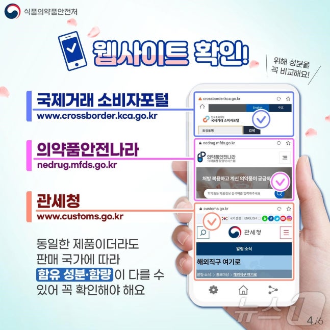 식품의약품안전처의 '해외직구 화장품 사용하기 전에 꼭 확인하세요!' 홍보물(식품의약품안전처 제공)