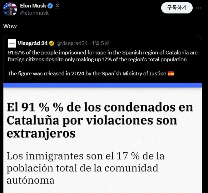 <b>스페인</b> 정부, <b>머스크</b> 겨냥 "소셜미디어, 중립적이고 타국 <b>간섭</b> 말아야"