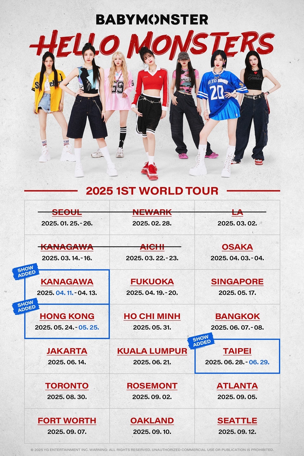 YG LIFE – BABYMONSTER, Adds Dates to Their First World Tour