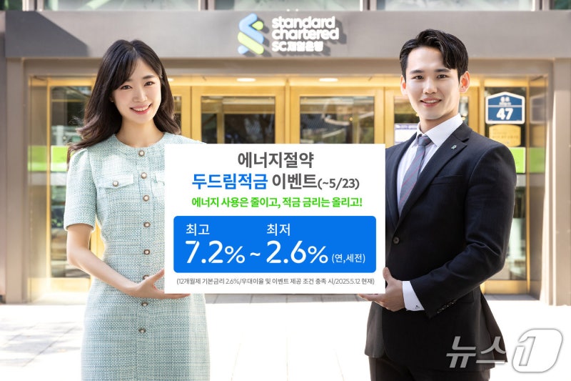 <b>SC제일은행</b>, 전기 사용 줄이면 연 최대 7.2% <b>적금</b> 금리 혜택…23일까지