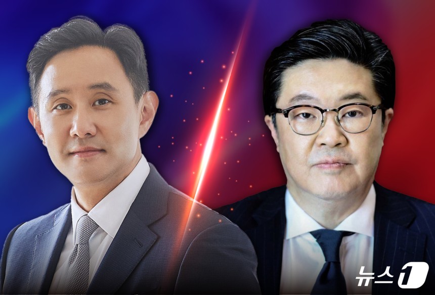 최윤범 고려아연 회장(왼쪽)과 김병주 MBK파트너스 김병주 회장.ⓒ News1 양혜림 디자이너
