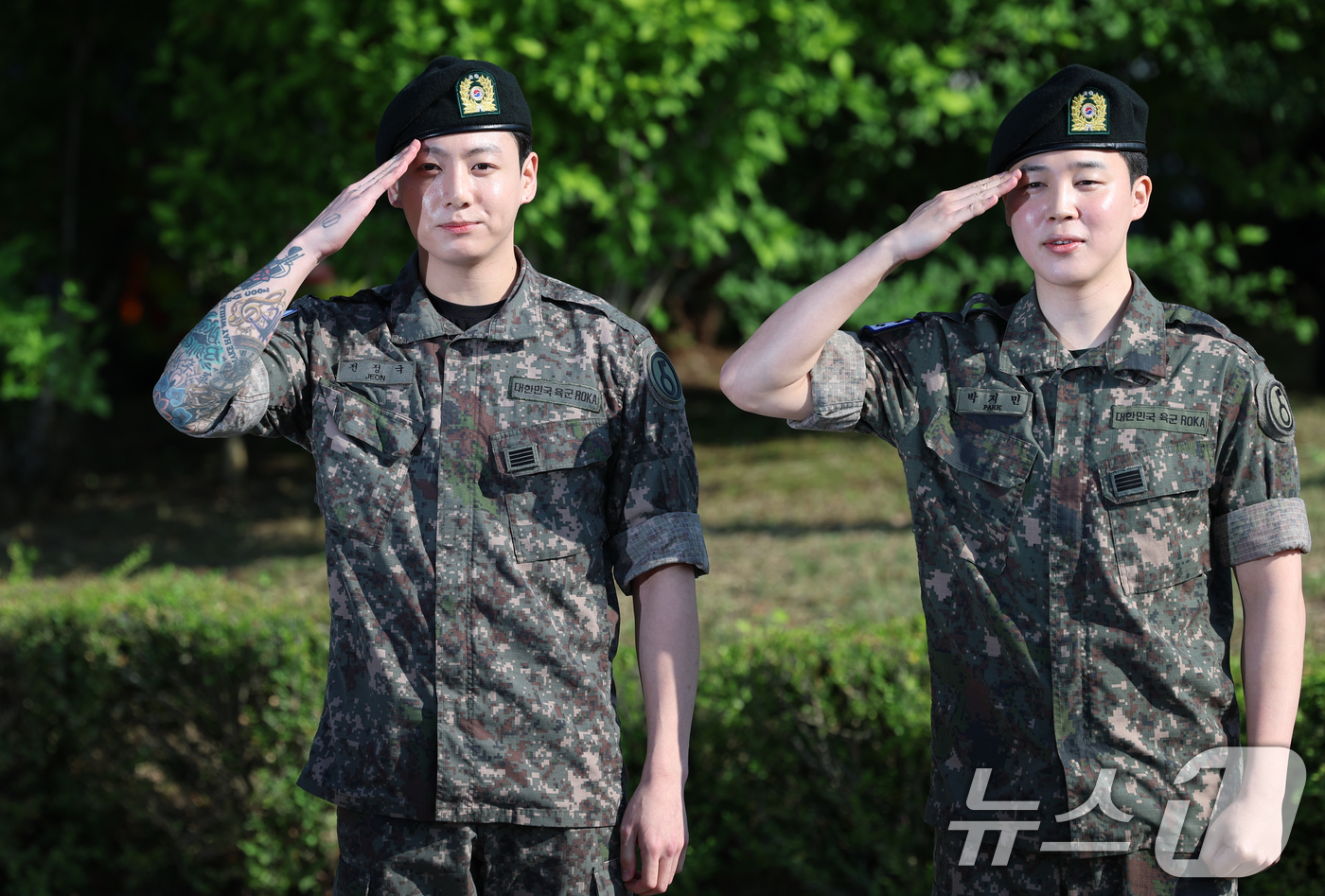 <b>BTS</b> <b>정국</b>·<b>지민</b>, 육군 만기 <b>전역</b>