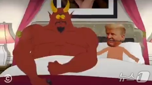 사우스파크 시즌27 첫 에피소드에 등장하는 사탄과 도널드 트럼프 미국 대통령. <출처=사우스파크 캡처>