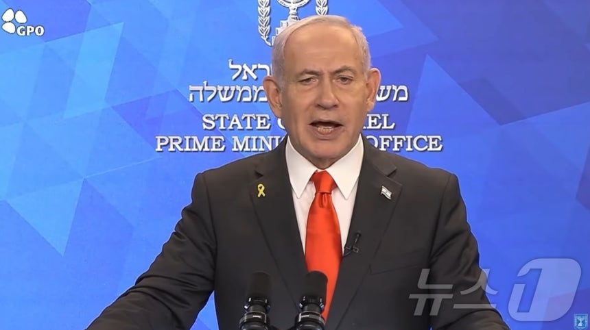 베냐민 네타냐후 이스라엘 총리가 4일(현지시간) 방송을 통해 가자지구 전쟁 종식을 위한 협상과 관련한 성명을 발표하고 있다.(이스라엘 정부보도실 유튜브 캡처, 재판매 및 DB금지)