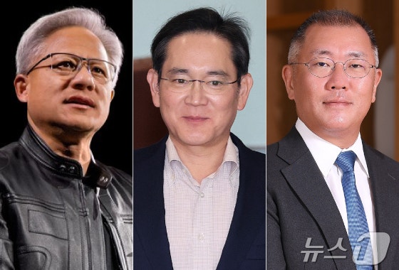 <b>젠슨황</b>·<b>이재용</b>·<b>정의선</b> '치맥 회동' 시작…HBM·미래차 'AI 깐부 협력' ...