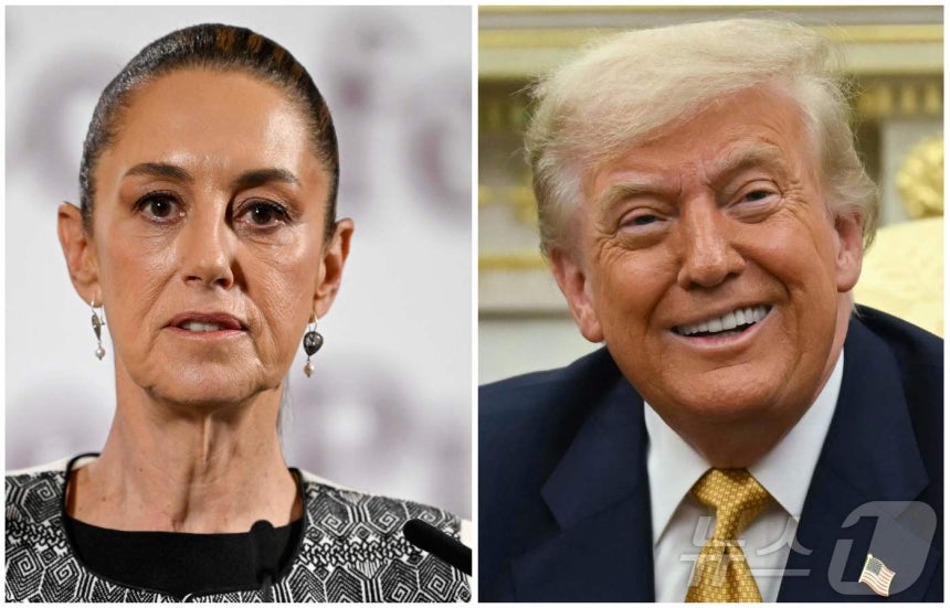 클라우디아 셰인바움 멕시코 대통령(왼쪽)과 도널드 트럼프 미국 대통령.2025.08.01 ⓒ AFP=뉴스1 ⓒ News1 김지완 기자