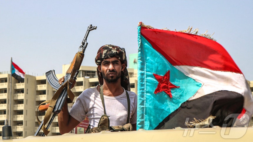 2019년 촬영된 아랍에미리트(UAE)의 훈련을 받은 남부과도위원회(STC) 소속 전투원 ⓒ AFP=뉴스1