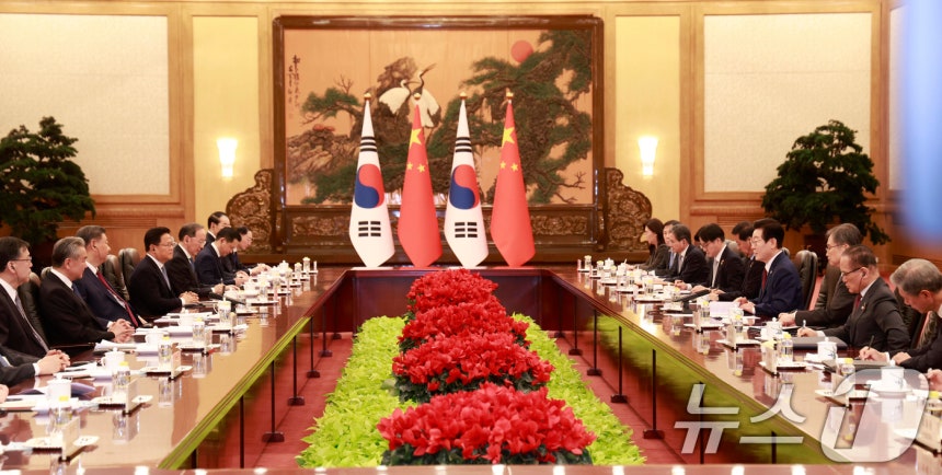 이재명 대통령이 5일 중국 베이징 인민대회당에서 열린 한·중 정상회담에서 발언하고 있다. 2026.1.5/뉴스1 ⓒ News1 허경 기자