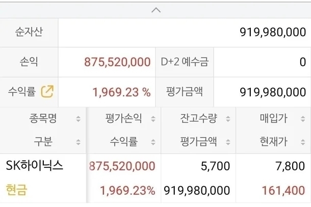 2001년에 자신의 투자 수익률을 공개한 투자자 A 씨(온라인 커뮤니티 화면 갈무리)