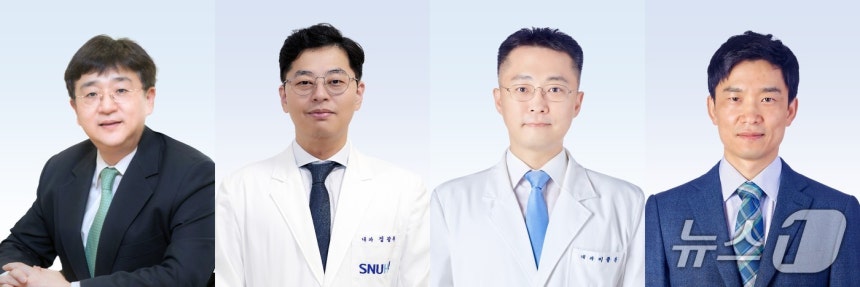 (왼쪽부터) 분당서울대병원 소화기내과의 황진혁,정광록,이종찬 교수,임상유전체의학과·정밀의료센터 김진호 교수.(분당서울대병원 제공)