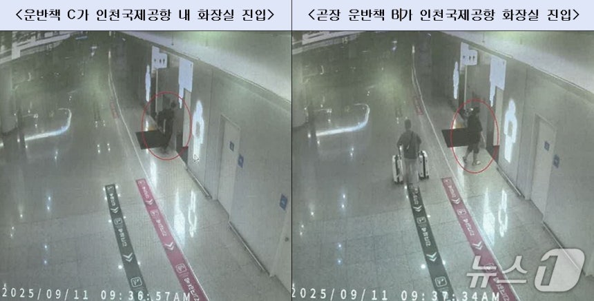 마약 조직 운반책들 범행 당시 CCTV 화면.(부산지검 제공. 재판매 및 DB 금지)