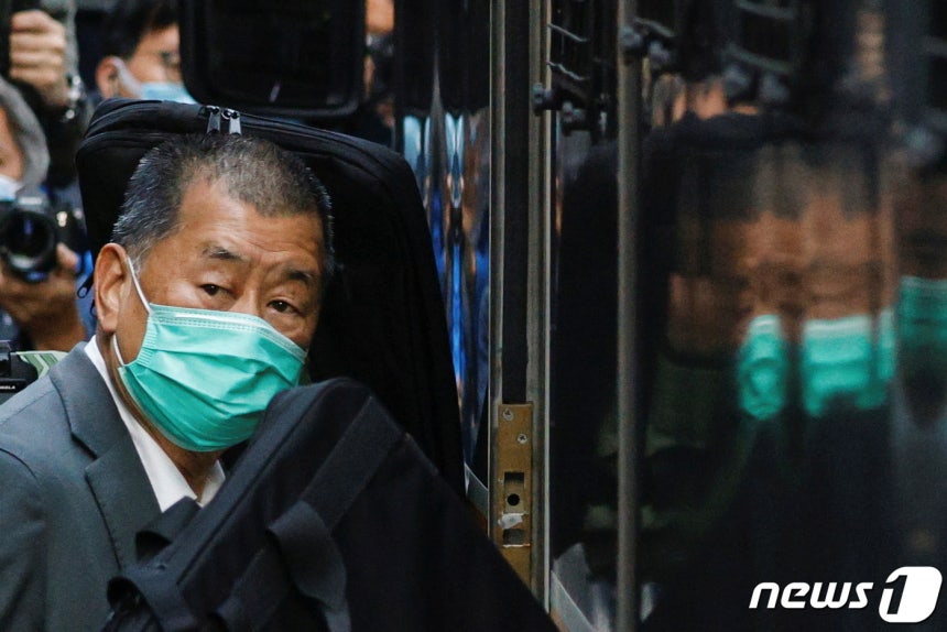 홍콩 반중 일간지 '빈과일보'의 사주 지미 라이(75)의 모습. 2021.02.21 ⓒ 로이터=뉴스1