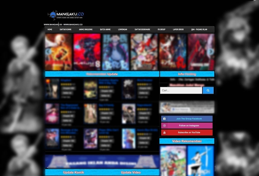 폐쇄 전 동남아시아 최대 불법 웹툰 유통 사이트 '망가쿠'(Mangaku) 화면 (카카오엔터테인먼트 제공)