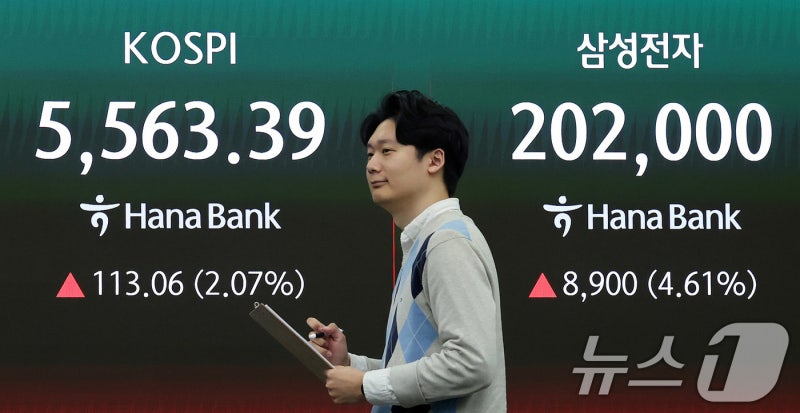 20만전자·90만닉스…코스피 2% 상승 5500선 회복[개장시황]