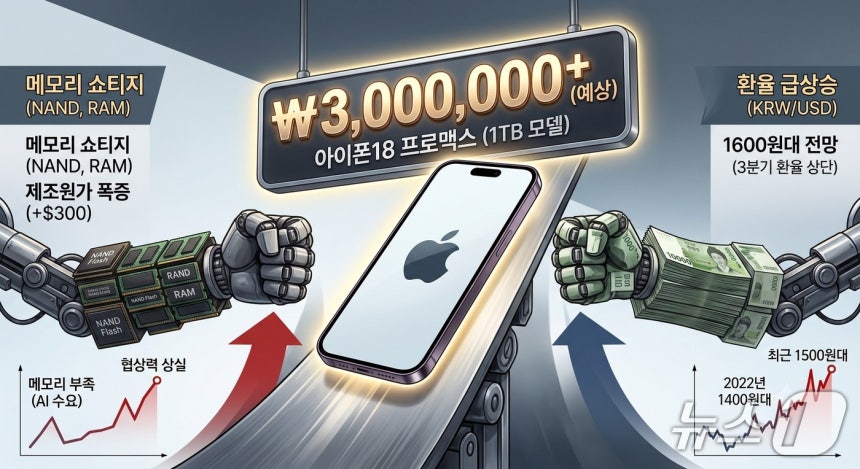 아이폰18 프로맥스 원가 상승 관련 이미지