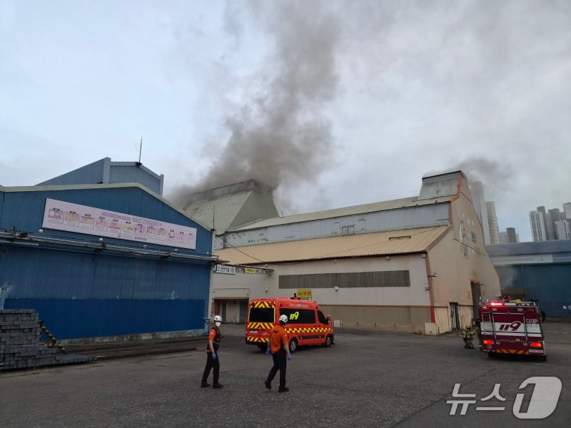 부산 <b>사하구</b> 철강 공장서 불…화학 물질도 누출 '대응 1단계'