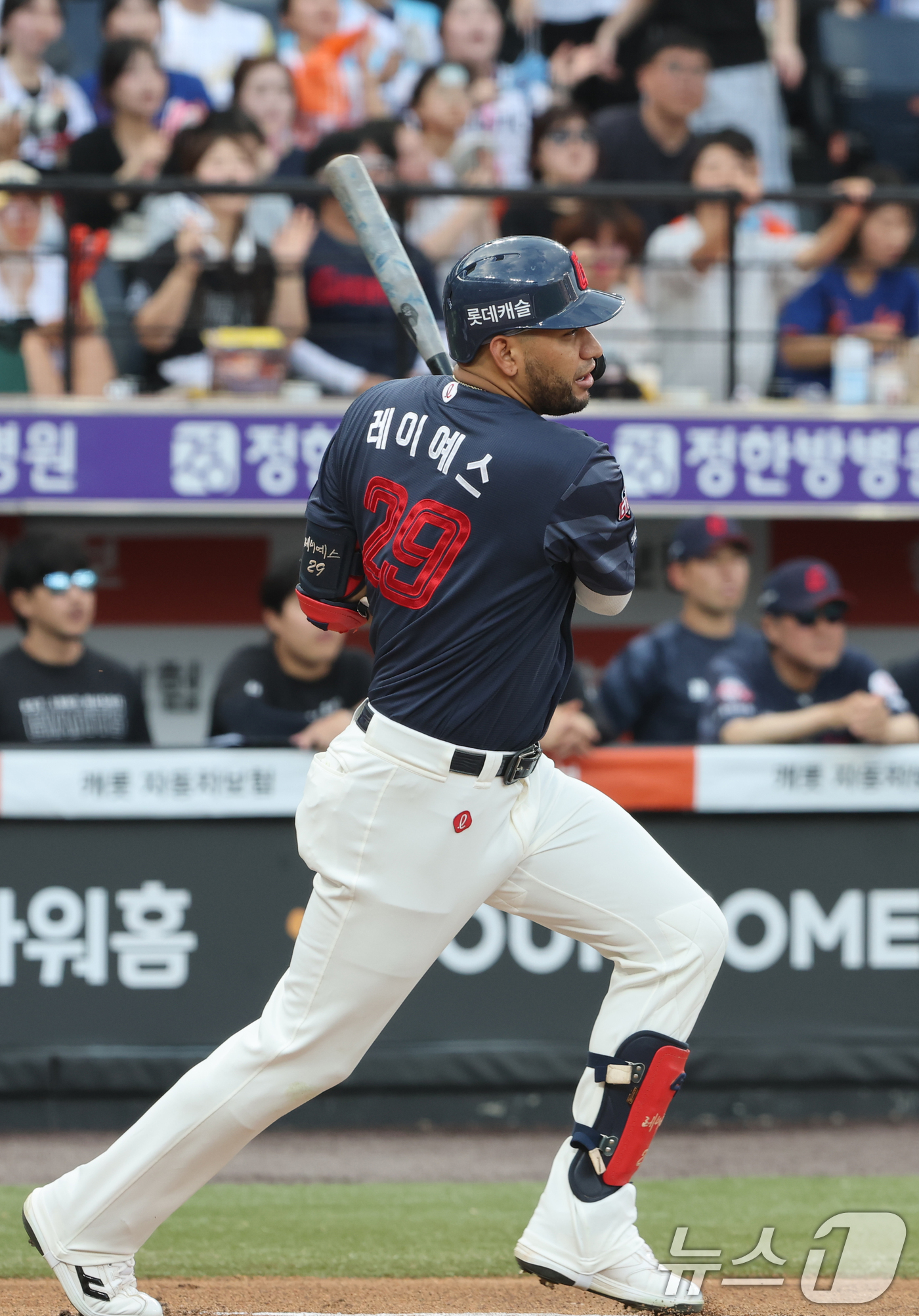 롯데 <b>레이예스</b>, 시즌 <b>205안타</b> 작렬…최원준 제치고 단독 선두