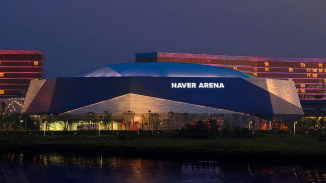 「NAVER ARENA」の表示が掲げられたアリーナの完成予想図