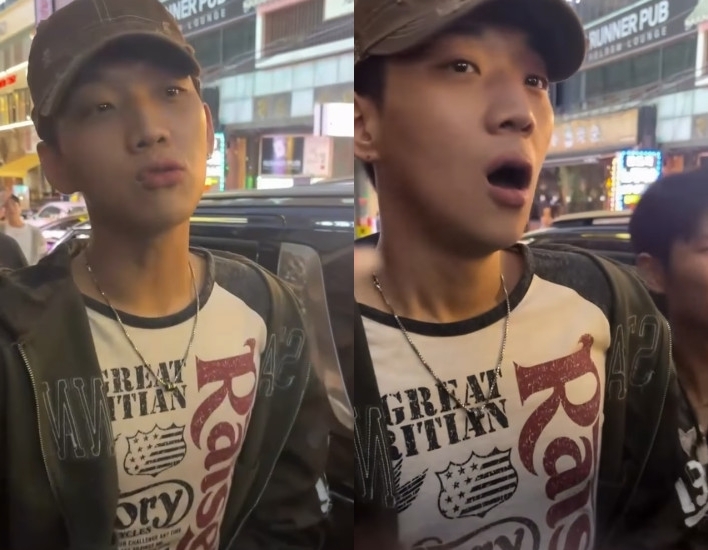 韓国・水原でファンと会話するヤン・ホンウォンを映したSNS動画のキャプチャー
