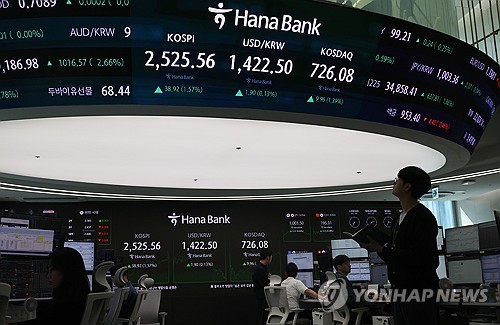 하나은행 본점 딜링룸 모습 [연합뉴스 제공]