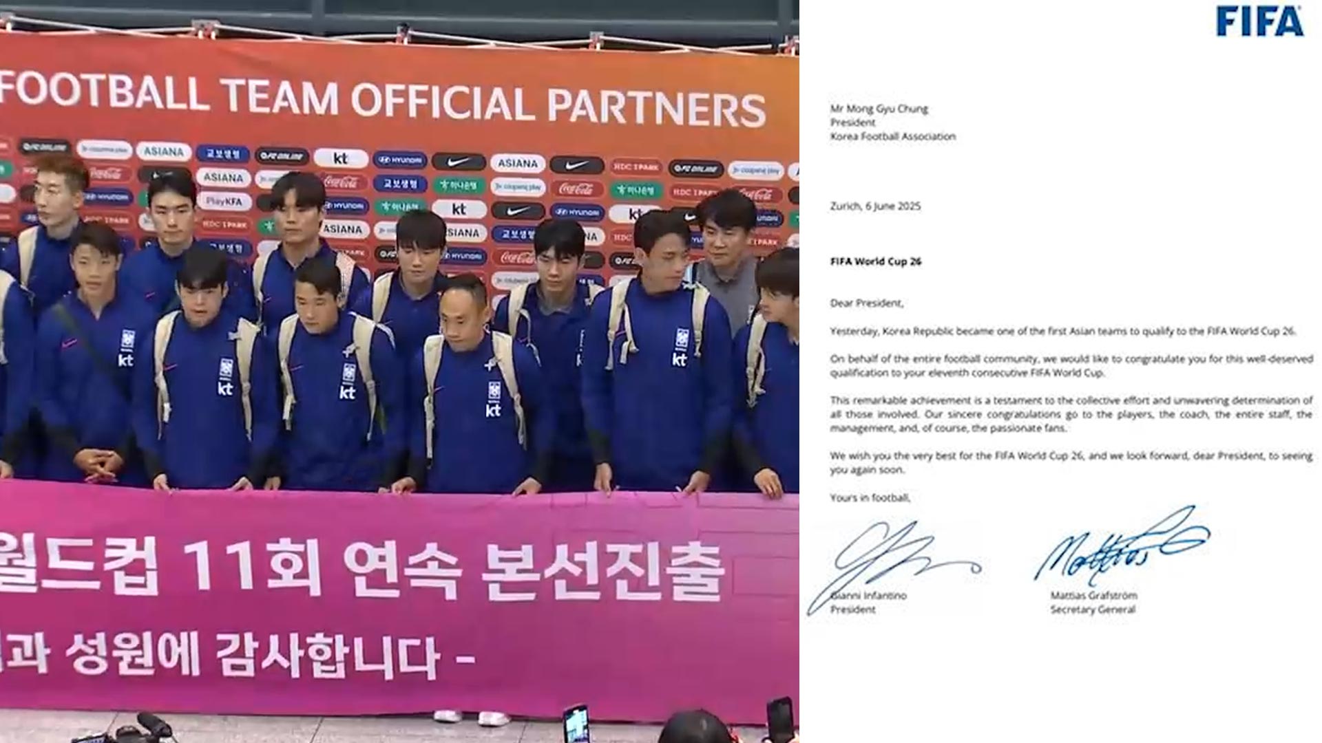 <b>FIFA</b> 회장 축전 "한국축구 <b>월드컵</b> 본선 진출 <b>축하</b>"