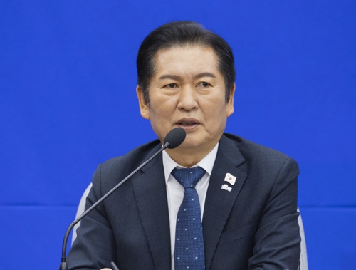 전국기초·광역의회의원협의회 간담회에서 인사말 하는 정청래 대표 [연합뉴스 자료제공]