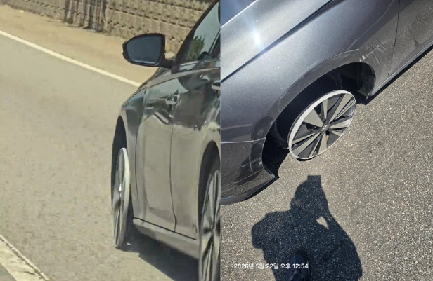 "어? 타이어가 없네" 굉음 차량 보고 깜짝…휠로만 10㎞ 가까이 질주