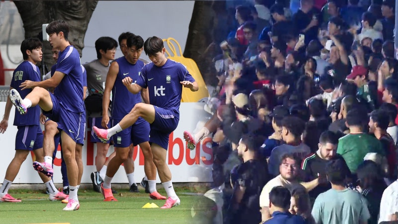 '드론 날아든' 한국 훈련장…밖은 온통 축제