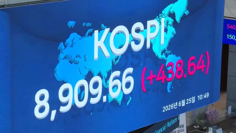 코스피, 오후 장중 6% 상승해 9,000선 눈앞