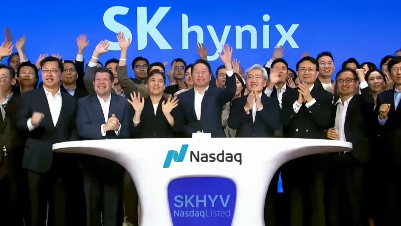 SK하이닉스, 나스닥 상장…최태원 '오프닝 벨'