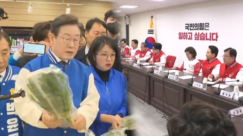 대진표 확정 후 첫날…<b>이재명</b> '대파 저격'·국힘 '사대주의 비판'
