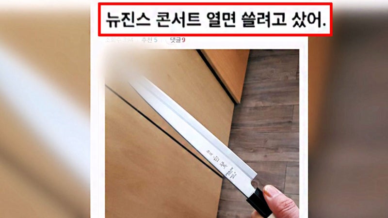 "<b>뉴진스</b>한테 쓰려고 샀어"…<b>칼부림</b> 예고글에 '발칵' [소셜픽]