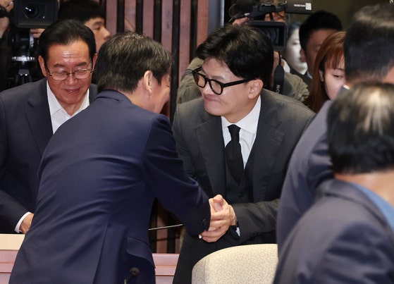 한동훈 "김여사 <b>특검법</b> 반드시 막아야"…'<b>부결</b>' <b>당론</b> 추진